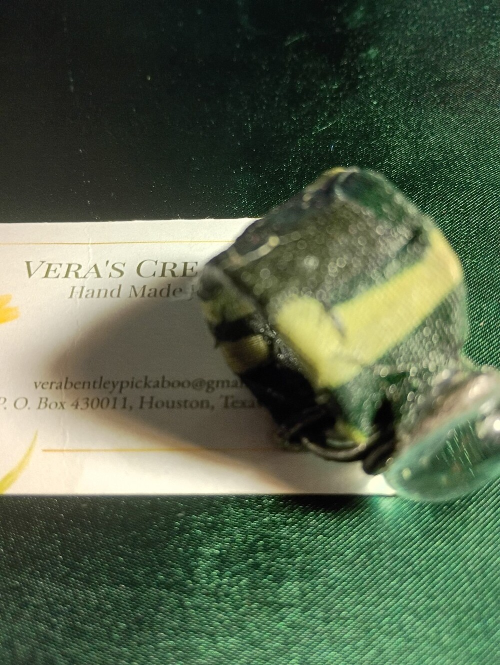 Green & Yellow Fabric Wrapped Ring